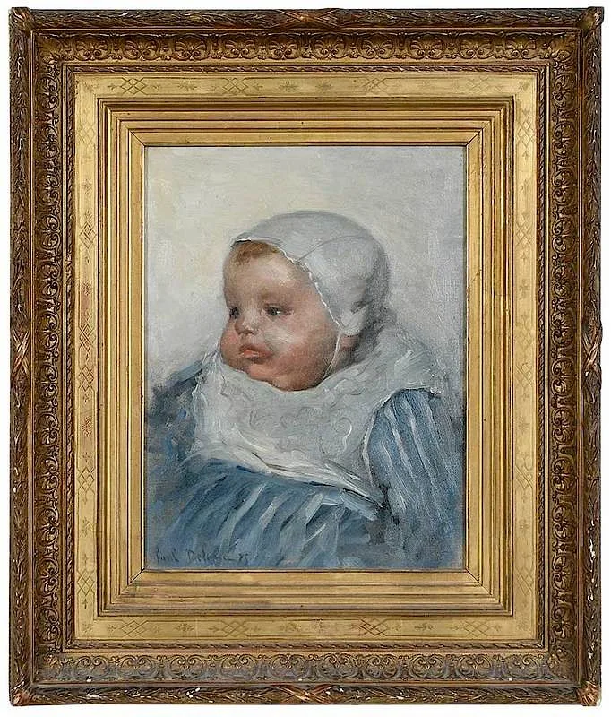 Portrait of a Baby with Chubby Cheeks by Paul-Louis Delance, oil on canvas, sold Jul 2019
