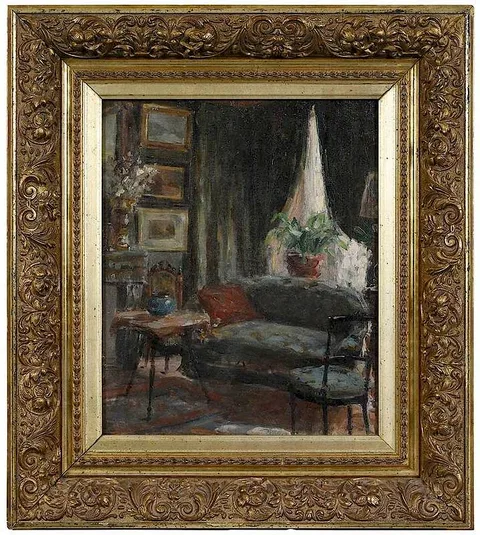 Pericles Byzantios, Room Interior, oil on canvas