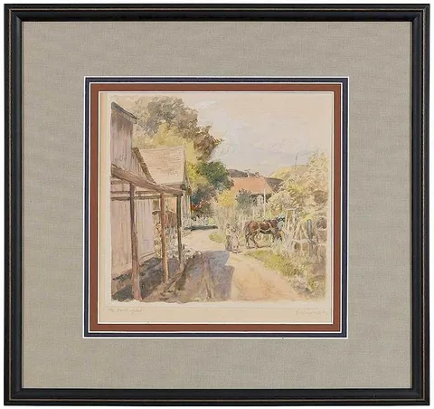 George Hand Wright, The Back Yard, watercolor