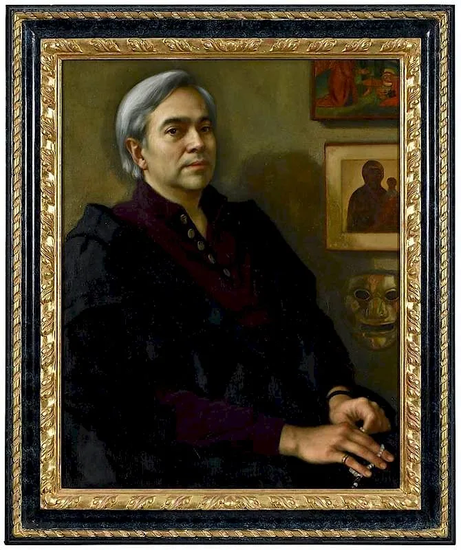 Ben Long, Portrait of Reynolds Price Wearing His Academic Gown from Oxford University, oil on linen laid on panel