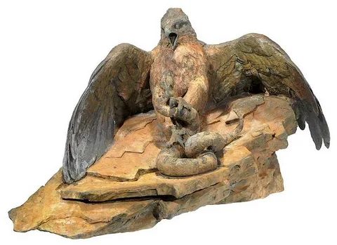 Greg Woodard, Eagle with Snake, patinated bronze