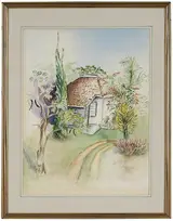 Milford Zornes, Nestled Cottage by a Blooming Yucca