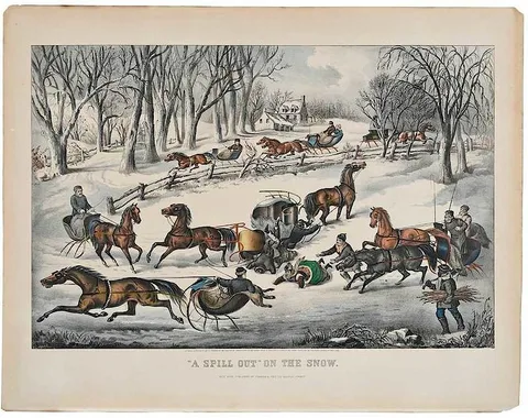 Publishers by Currier & Ives, 1870, hand colored lithograph, sold Jul 2019