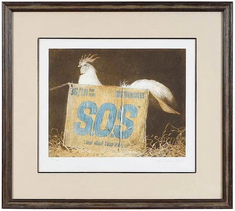 S.O.S. by Jamie Wyeth, 1981, color drypoint etching, sold Jul 2019