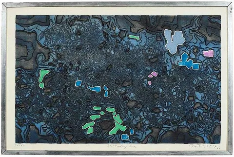 Gabor Peterdi, Blooming Ice, 1965, intaglio etching and screenprint on paper