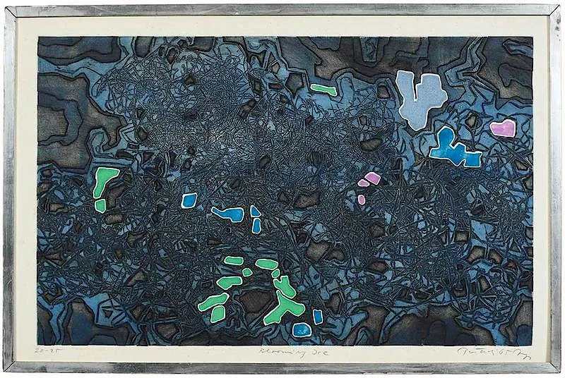 Gabor Peterdi, Blooming Ice, 1965, intaglio etching and screenprint on paper