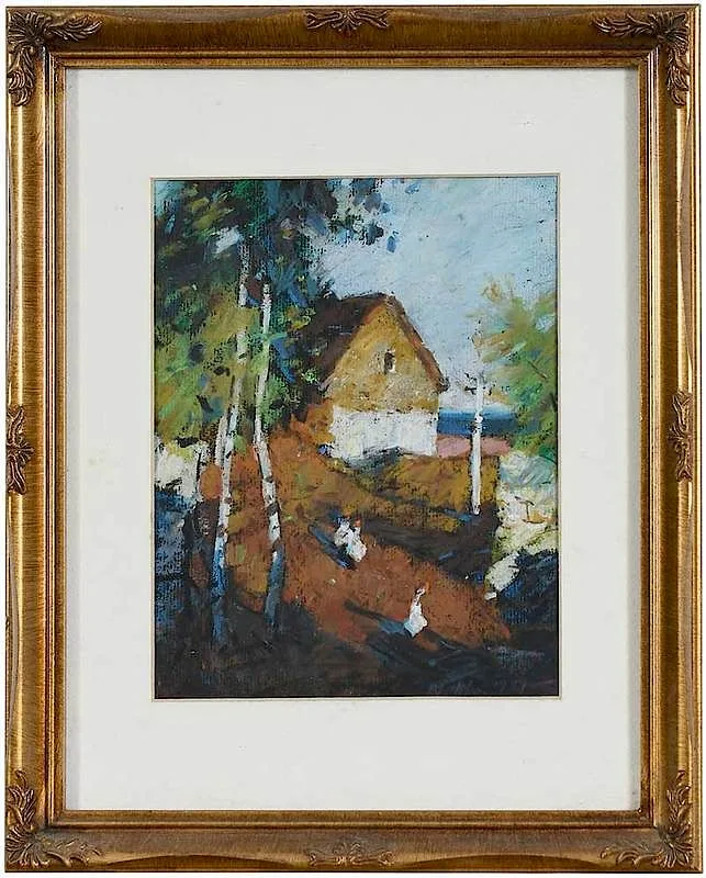 Wenhei Ma, Chinese Village, 1989, conte crayon on paper