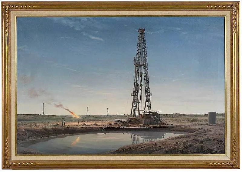 Arthur Weaver, Oil Drilling Scene, Texas, Early Evening, oil on canvas