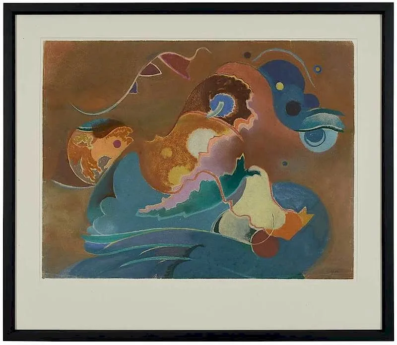 Abstract Composition by Will Henry Stevens, pastel on paper, sold May 2019