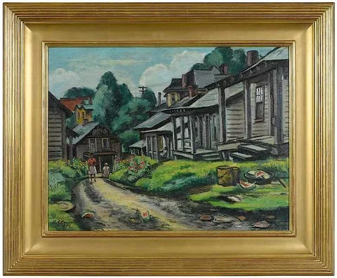 Emil Holzhauer, In The Heart of Asheville, 1943, oil on board
