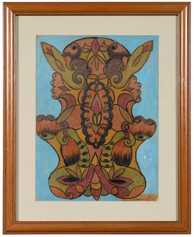 Untitled by Minnie Evans, mixed media on paper, sold May 2019