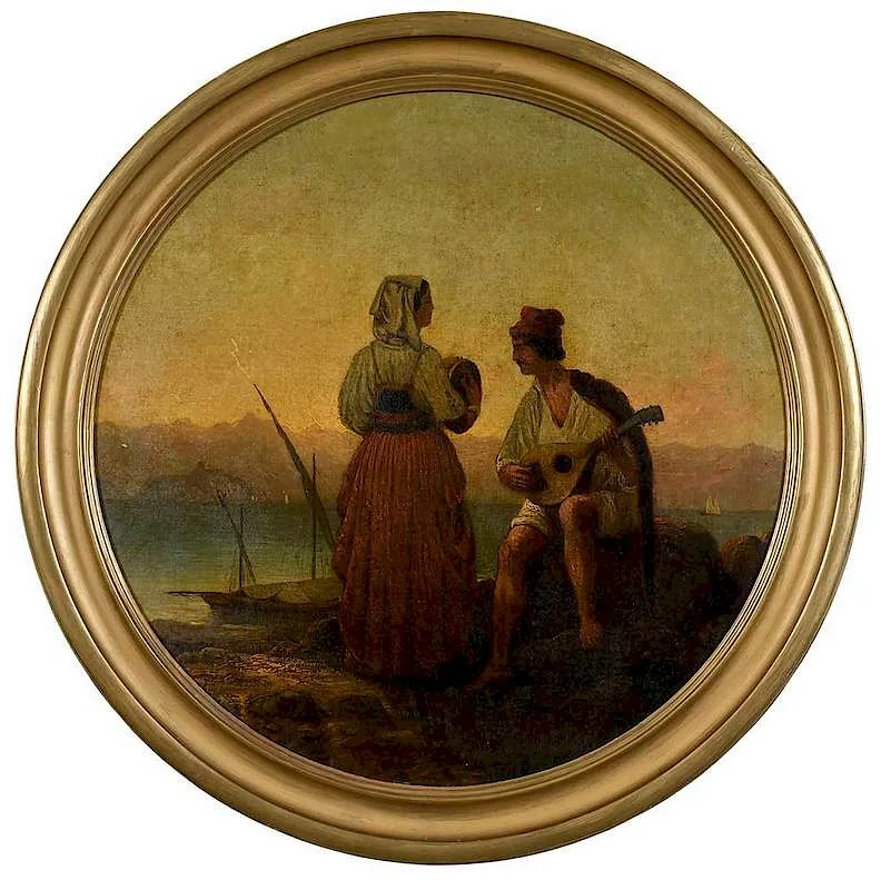Christopher P. Cranch, Italian Scene, oil on canvas