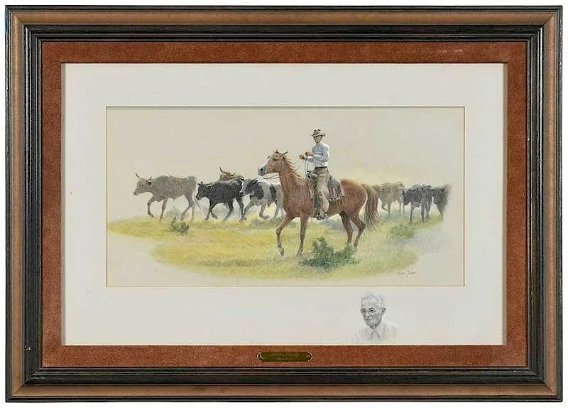 Mister Rocky by Wayne Baize, colored pencil on paper, sold May 2019