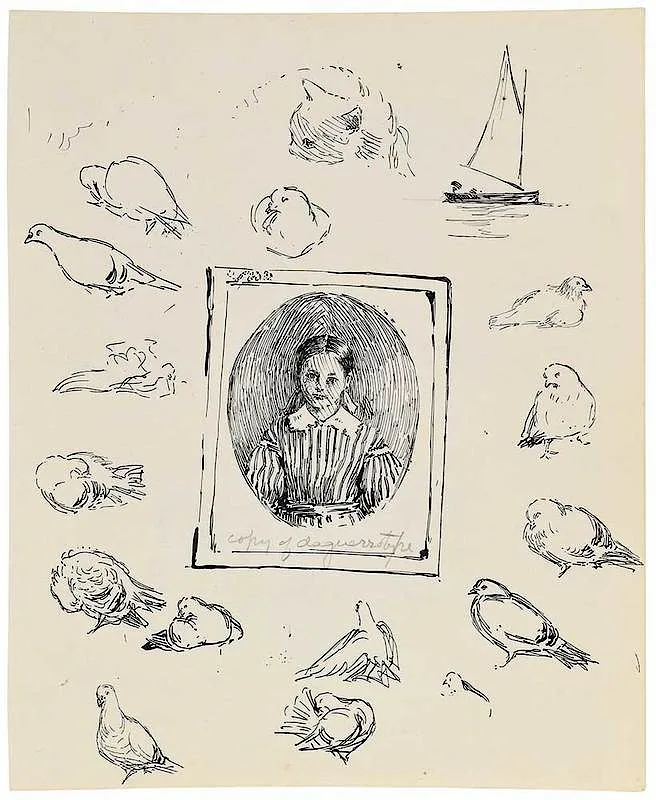 Pen and Ink Studies, double sided by Jessie Willcox Smith, ink on paper, sold May 2019