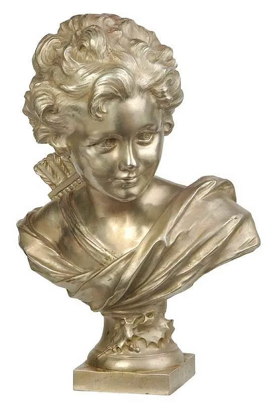 Agathon LÌ©onard, Bust of Artemis, silver on cast bronze