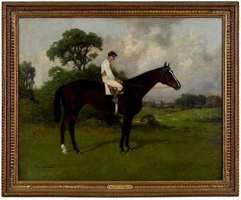 Henry Stull, Braw Lad, Winner of the U.S. Hotel Stakes, Jockey Up, oil on canvas
