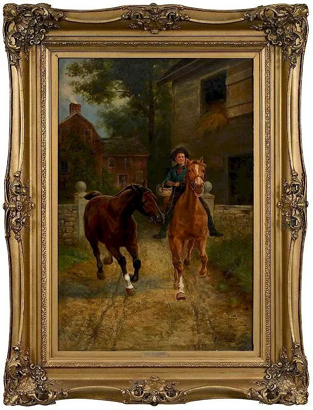 J. Colvin, Off to Market, oil on canvas