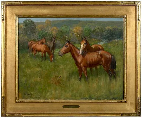 Edwin Willard Deming, Five Indian Ponies, oil on canvas