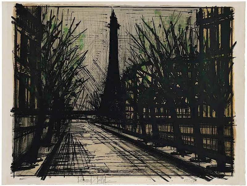La Tour Eiffel by Bernard Buffet, 1962, color lithograph on Rives wove paper, sold May 2019