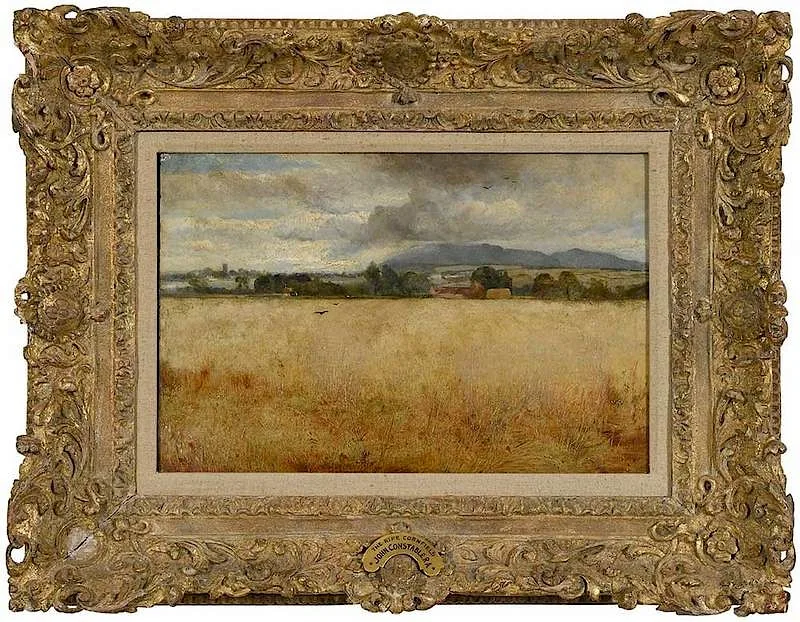 The Ripe Cornfield by John Constable, oil on board laid on panel, sold May 2019