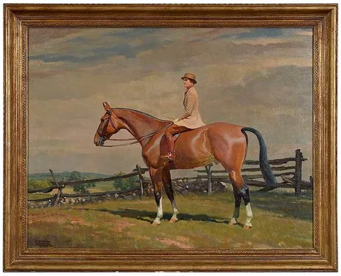W. Smithson Broadhead, Mrs. Charles D. Pierce on Lord Brampton, 1936, oil on canvas