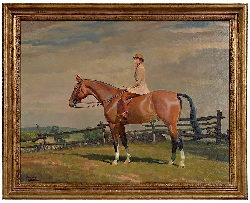 W. Smithson Broadhead, Mrs. Charles D. Pierce on Lord Brampton, 1936, oil on canvas