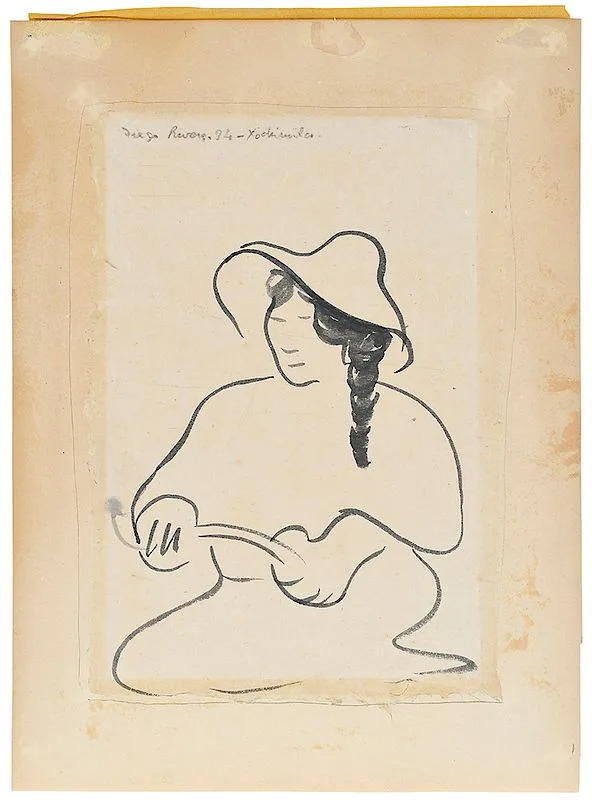 Woman Working by Diego Rivera, 1934, watercolor on rice paper, sold May 2019