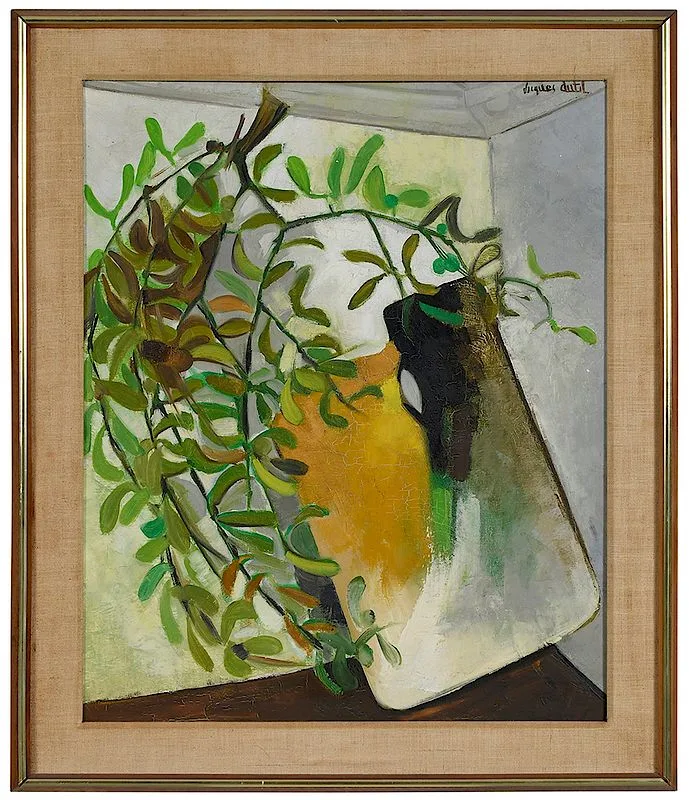 Jacques Dutel, Palette with Branch, oil on canvas
