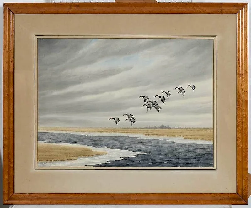 Joseph Day Knap, Flock of Geese, watercolor on paper