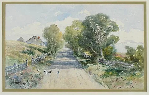 Country Lane Near Pawtucket, RI by William Newton Bartholomew, watercolor on paper, offered May 2019