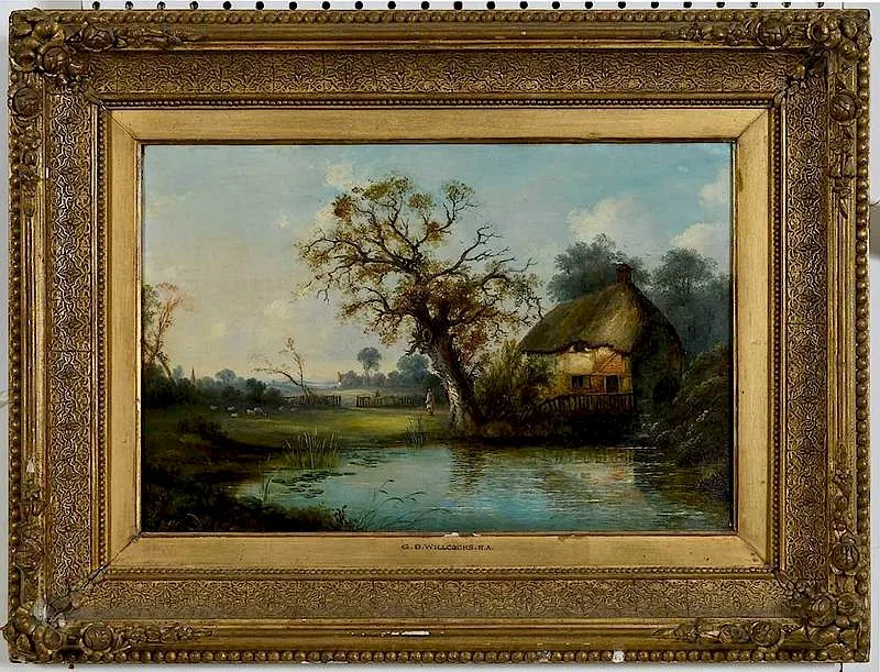 Cottage Scene by George Burrell Willcox, oil on canvas, sold May 2019