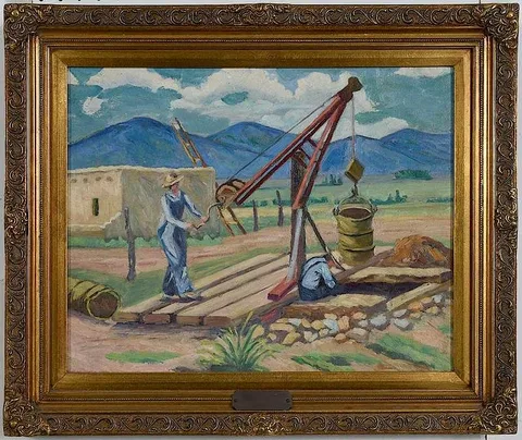 Southwestern Scene by Laura Hoernig, oil on canvas, sold May 2019