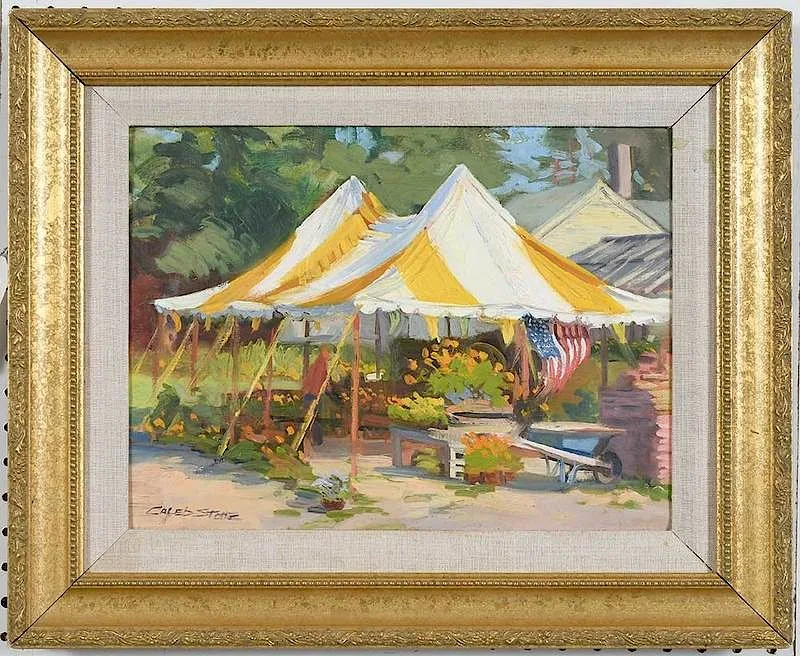 Caleb Stone, Flower Market, oil on canvas