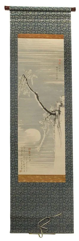 Chikutō Nakabayashi, Plum Blossoms by Moonlight, 1852, sumi ink on paper mounted on silk