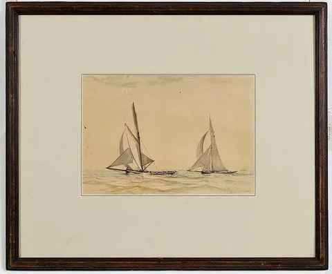 William Halsall, The New York Yacht Club, September 14th, 1885, watercolor on buff paper