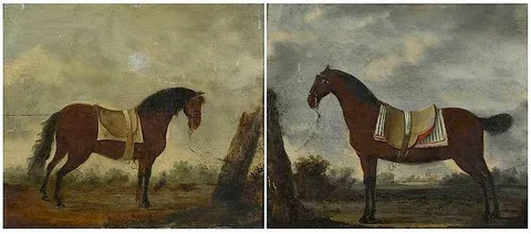 John Nost Sartorius, A Pair: Saddled Horses, oil on panel