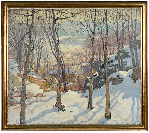 William Lester Stevens, Snow Scene, oil on canvas