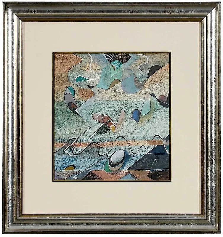 Will Henry Stevens, Blue Green Abstract, gouache on paper