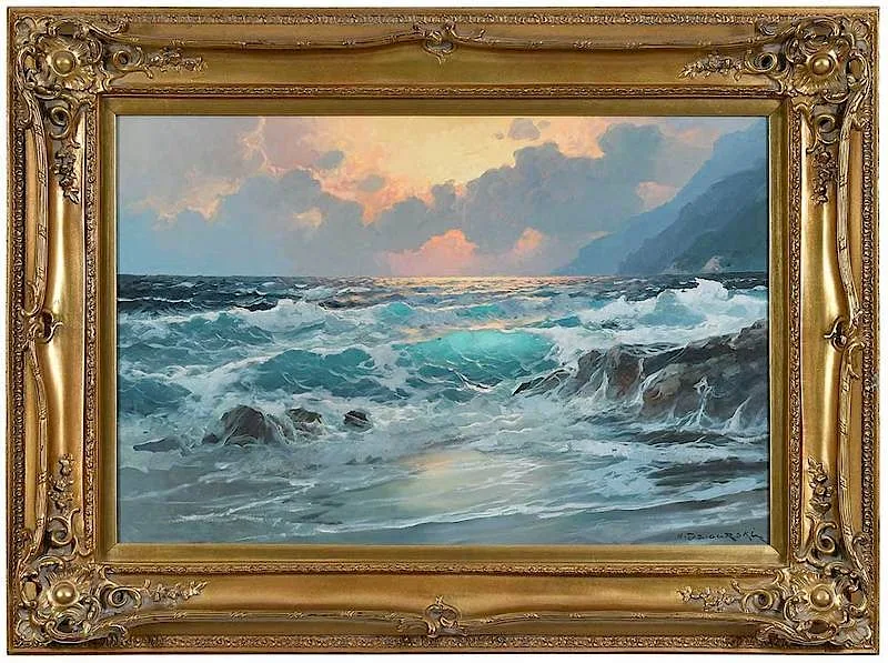 Coastal Sunset by Alexander Dzgurski, oil on canvas, sold Mar 2019