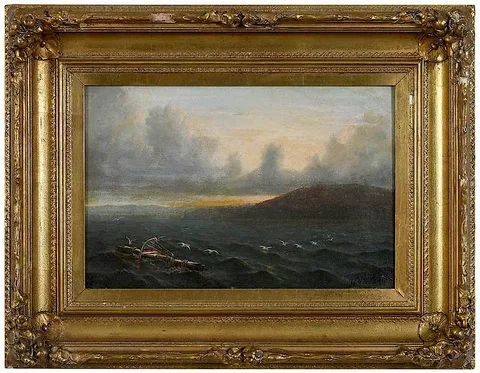 Sunken Ship by Mauritz de Haas, oil on canvas, sold Mar 2019