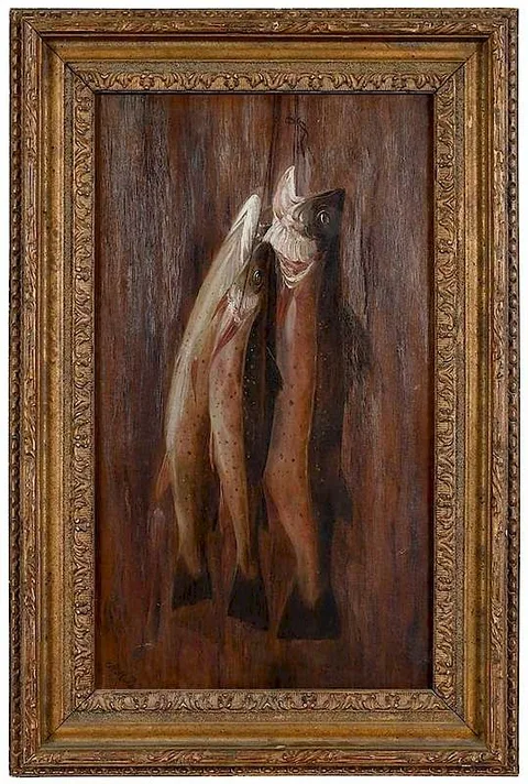 A String of Trout by Nicholas Alden Brooks, oil on canvas, offered Mar 2019