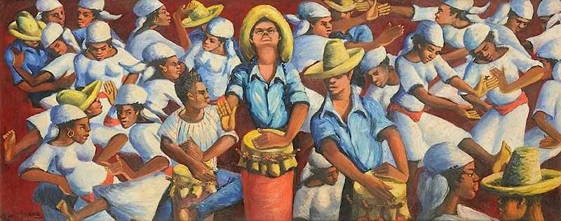 Xavier Amiana, Drum Ritual, oil on fiberboard