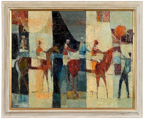 Stanley Bate, Parade to the Post, oil on canvas