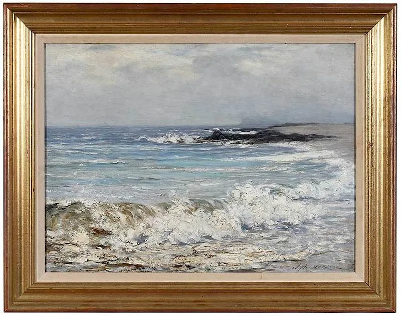Breakers on the Shore by Joseph Henderson, oil on canvas, sold Mar 2019