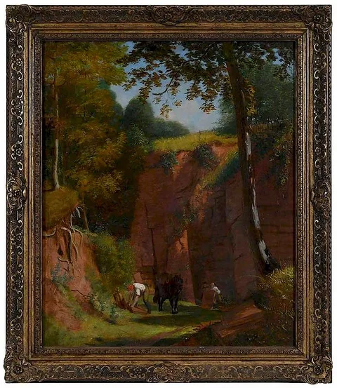 Stone Quarry by Gustave Courbet, oil on canvas, sold Mar 2019
