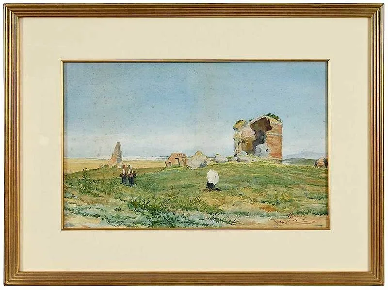 Ettore Ferrari, Tor de' Schiavi, Roma, watercolor