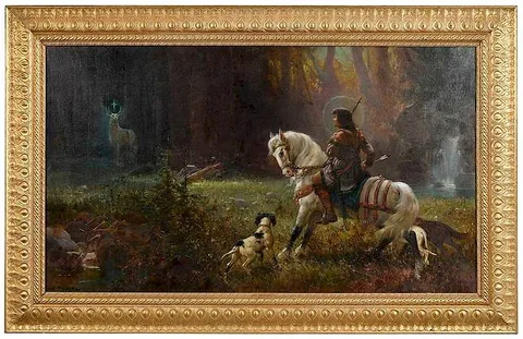 Hans Zatzka, The Vision of St. Hubert, oil on canvas