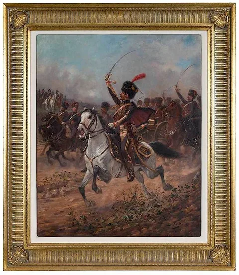 Vive L'Empereur by Charles Louis Kratké, 1898, oil on canvas, sold Mar 2019