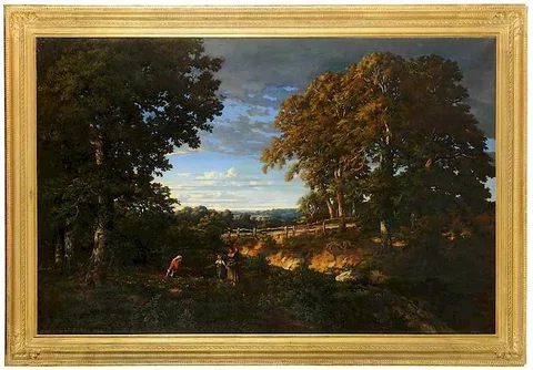 Marie-Guillaume Charles Le Roux, Cueilleurs se reposant par une route de campagne, 1844, oil on canvas