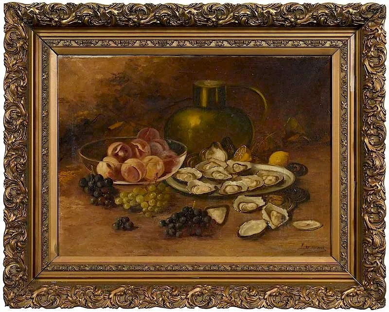 Joseph Willems, Still Life With Oysters and Fruit, oil on canvas